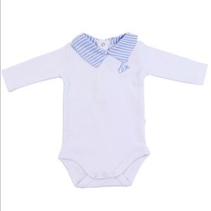 Briobebe Blue Stripper Collared baby Bodysuit